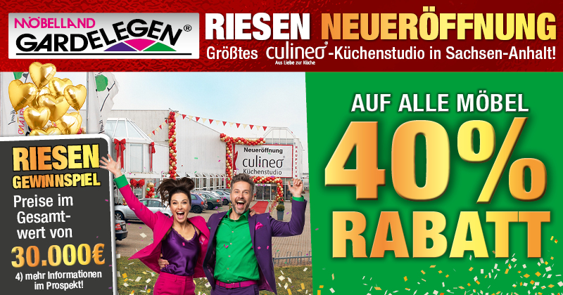 40% Rabatt auf alle Möbel