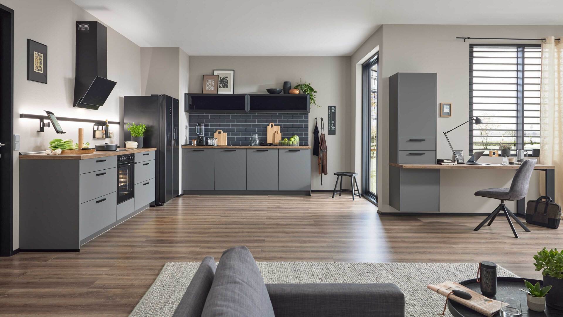 Culineo® Einbauküche C357 mit Homeoffice-Platz