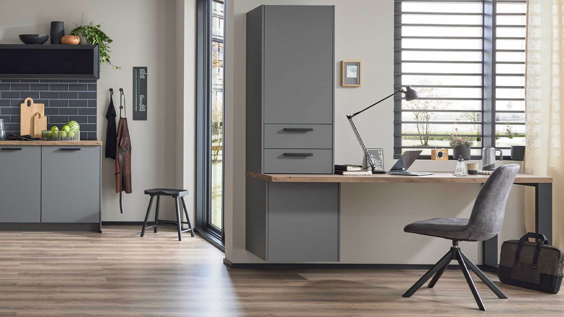 Culineo® Einbauküche C357 mit Homeoffice-Platz