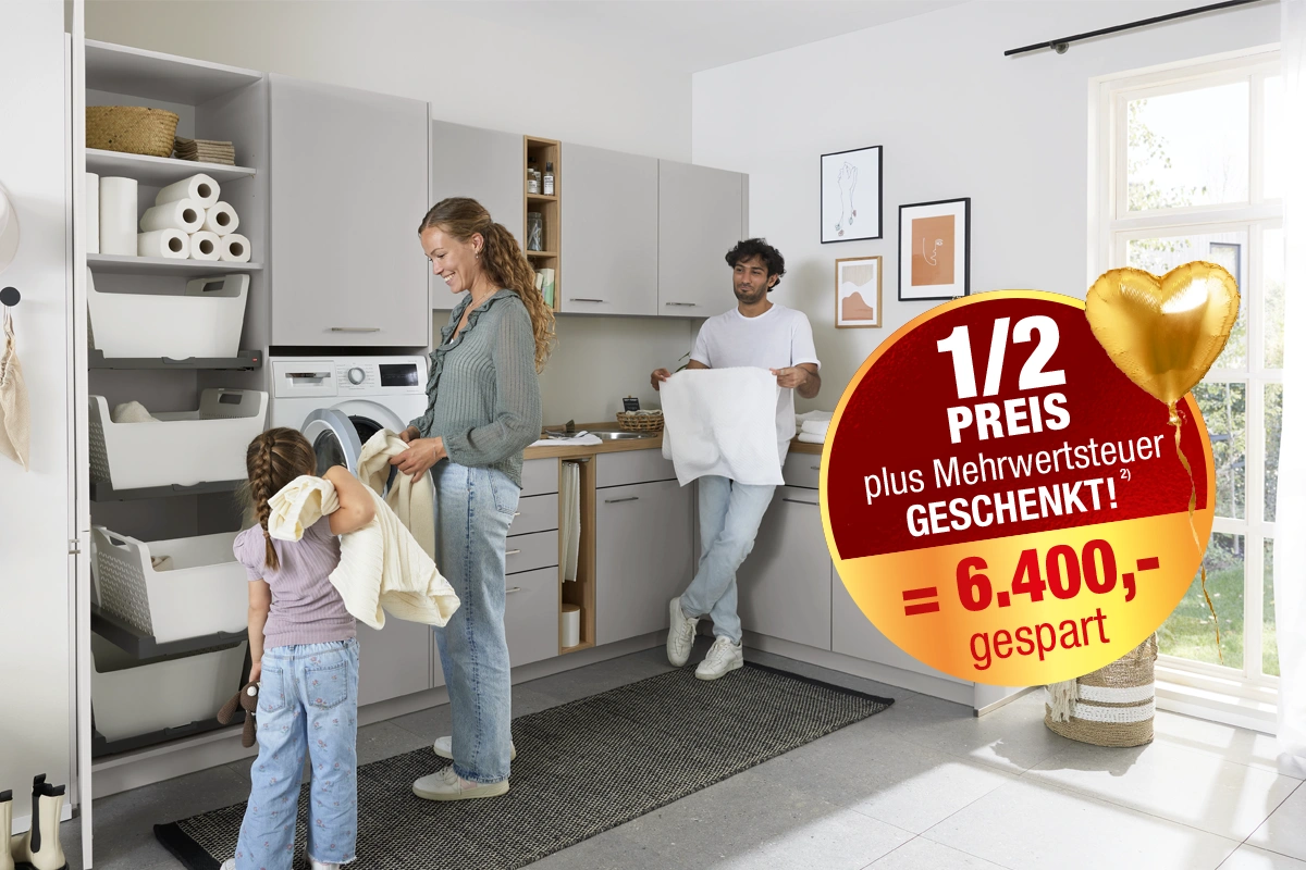 Culineo® Hauswirtschaftsraum C615 mit Edelstahlbecken