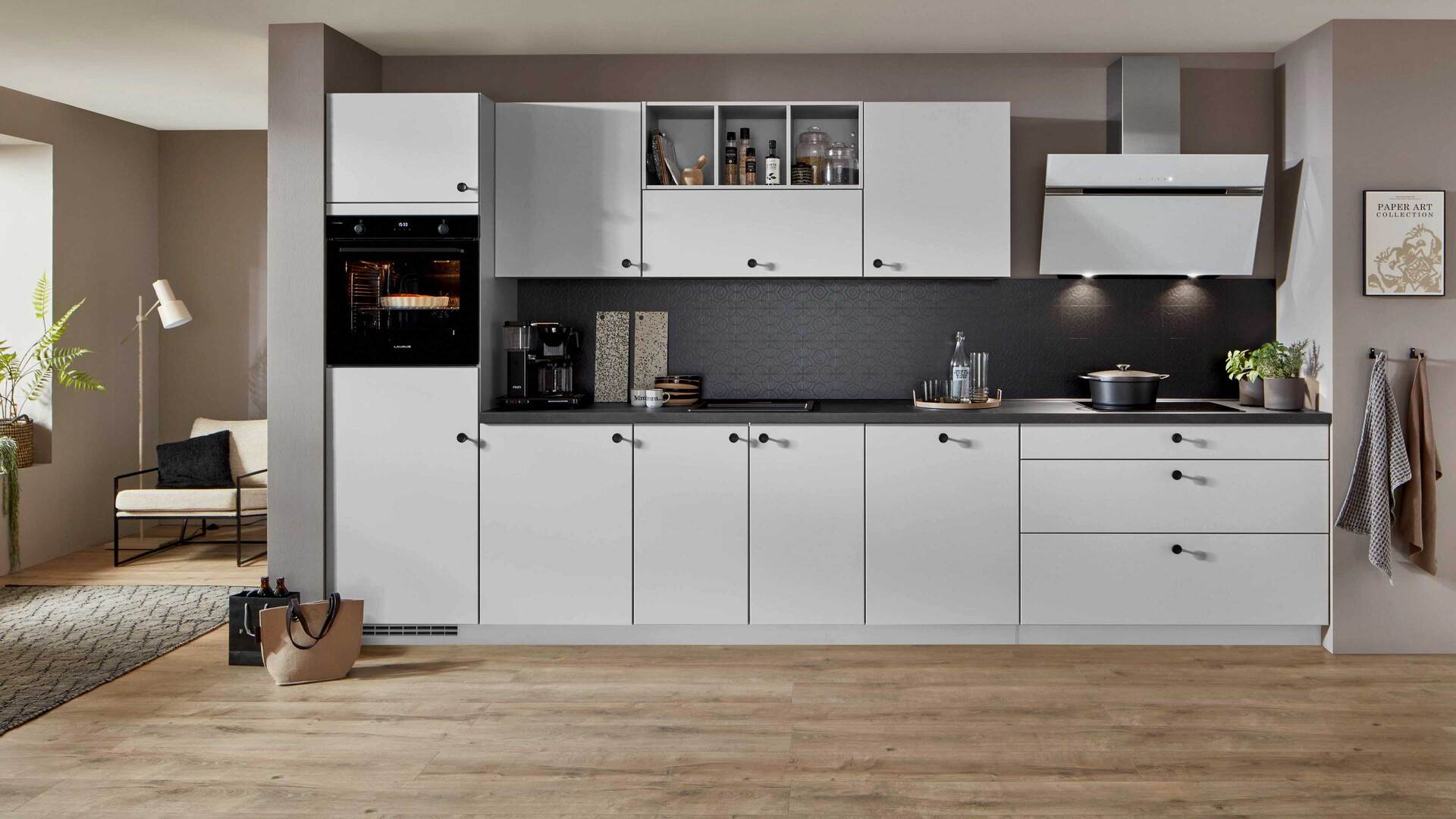 nobilia® Einbauküche Softline mit Elektrogeräten, z. B. Kühlschrank