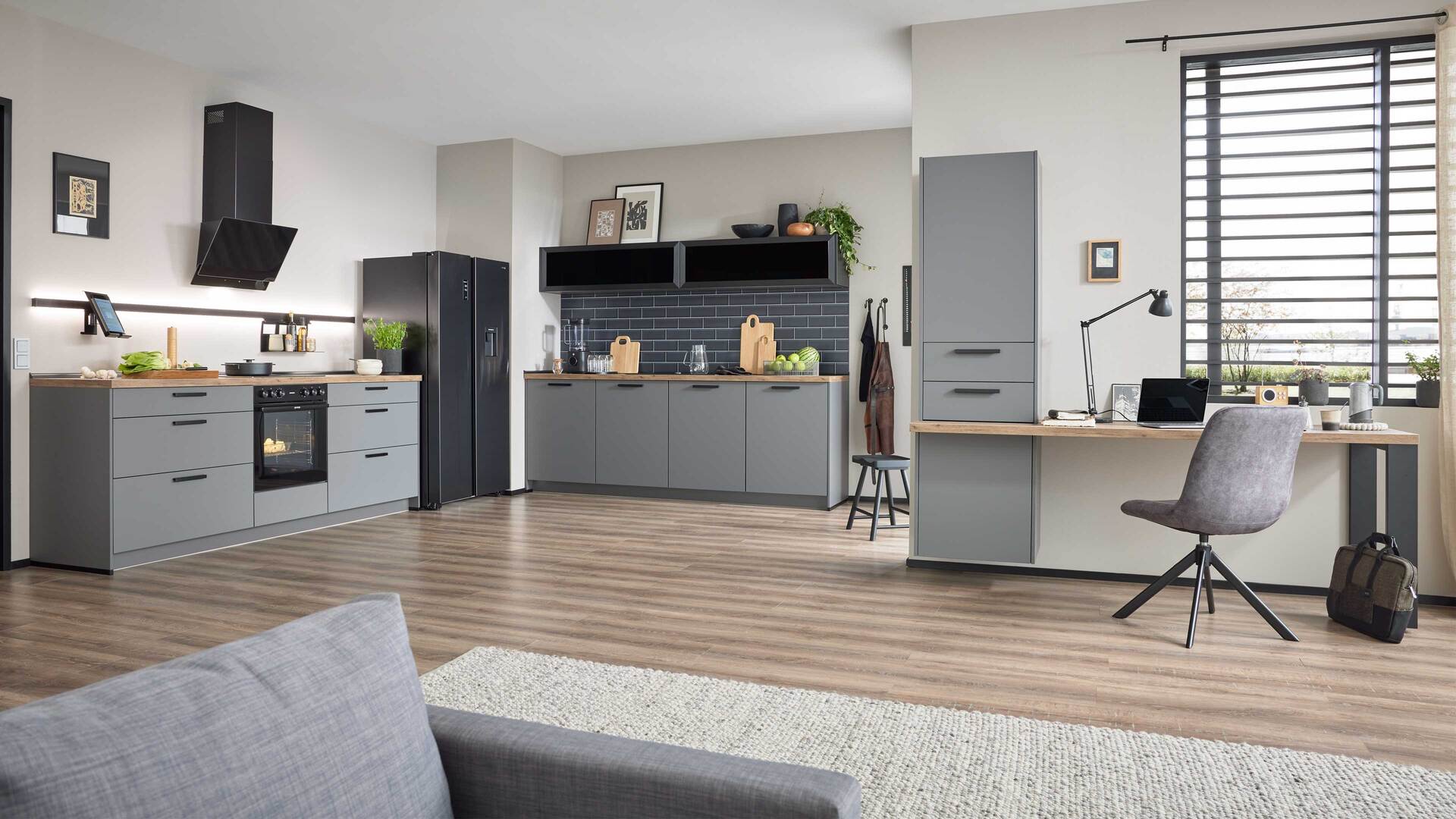 Culineo® Einbauküche C357 mit Homeoffice-Platz